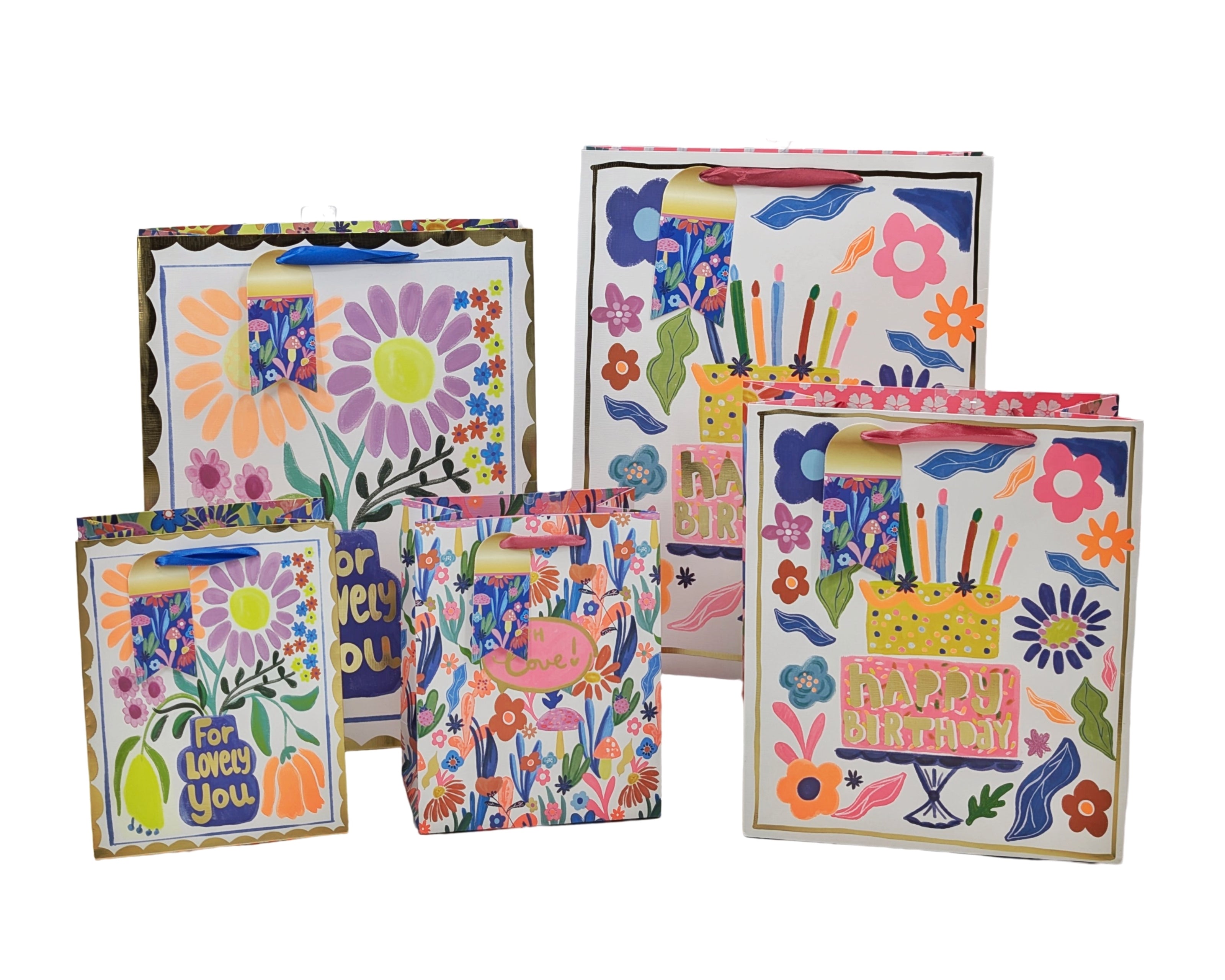 bulk 24 Xlarge Vigorous Flowers Gift Bag Assort 42cm