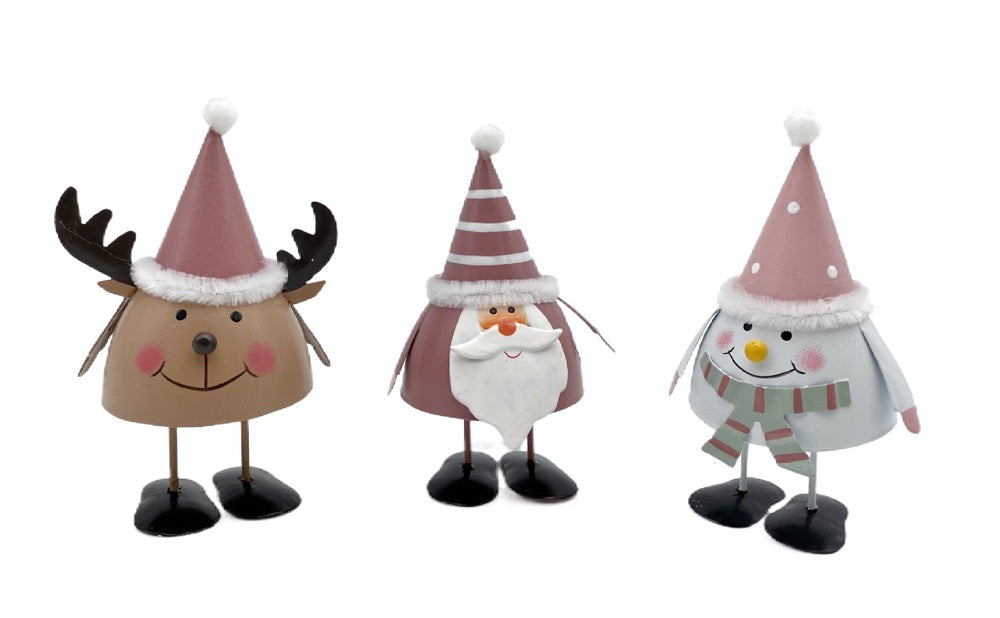 bulk 24 Xmas Metal Standing Deco Assort 14cm