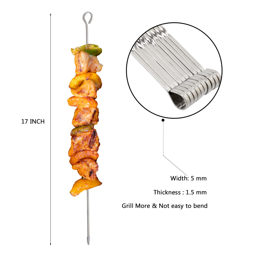 ASMOKE METAL SKEWERS FOR GRILLING KABOB STICKS 43.1CM*10PCS 3