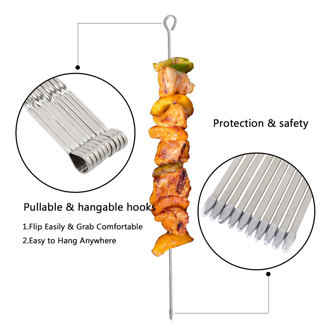 ASMOKE METAL SKEWERS FOR GRILLING KABOB STICKS 43.1CM*10PCS 4