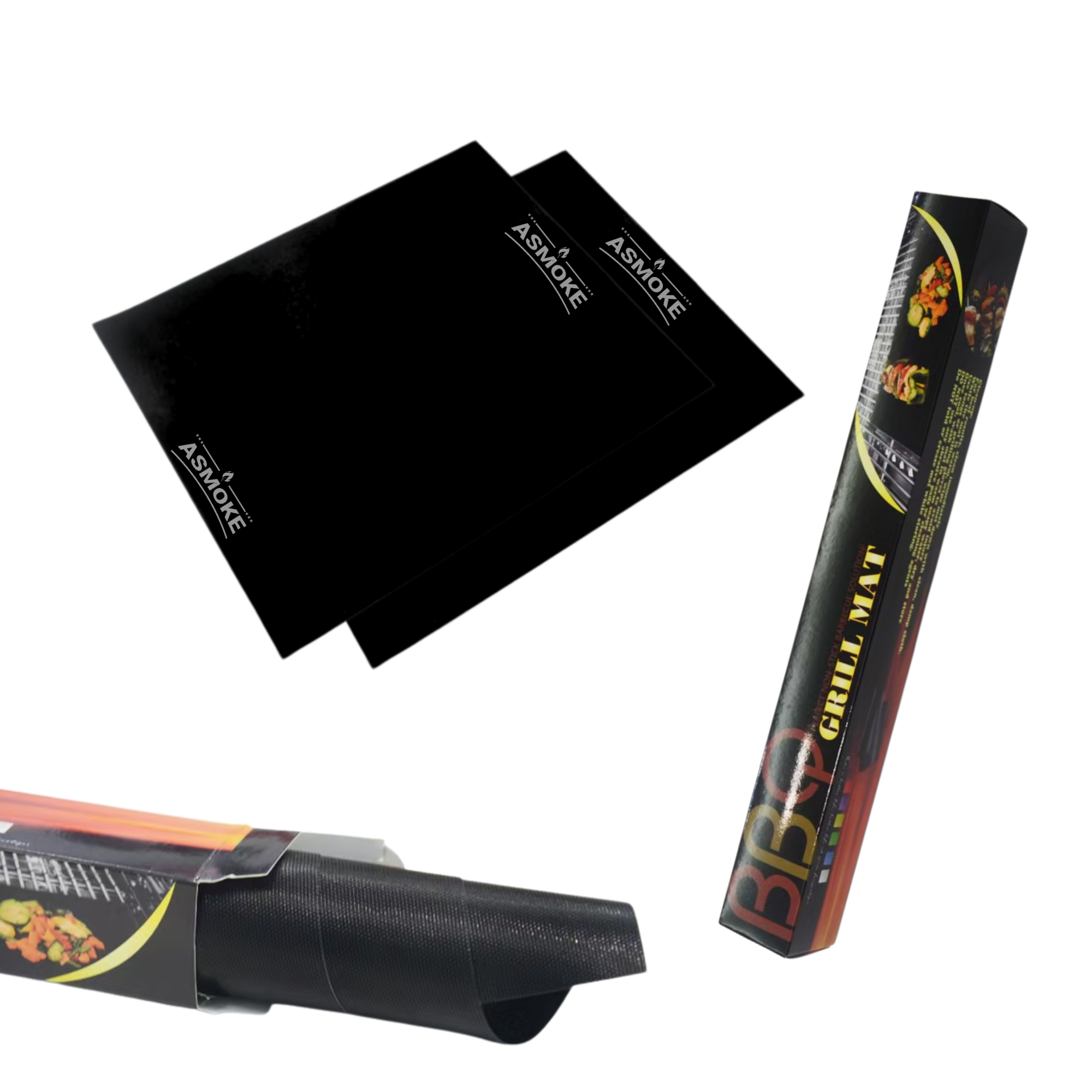 ASMOKE Premium Copper & Black BBQ Grill Mats (2-Pack) - Non-Stick PTFE Coating, Cooking Mats| Reusable and Easy to Clean 7