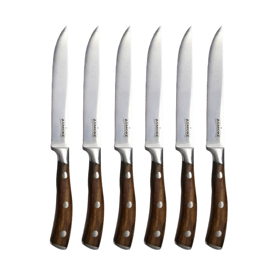 ASMOKE STEAK KNIFE SET OF 4,PAKKAWOOD HANDLE