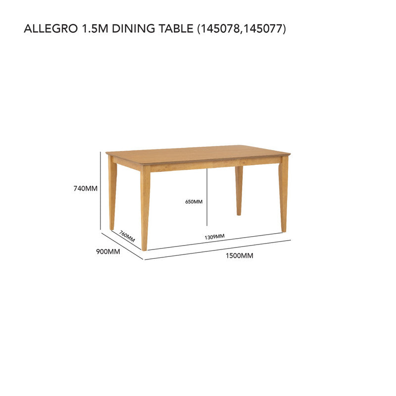 ALLEGRO Dining Table + 6x MESI Dining Chair - 7 Piece Dining Set - Natural 5
