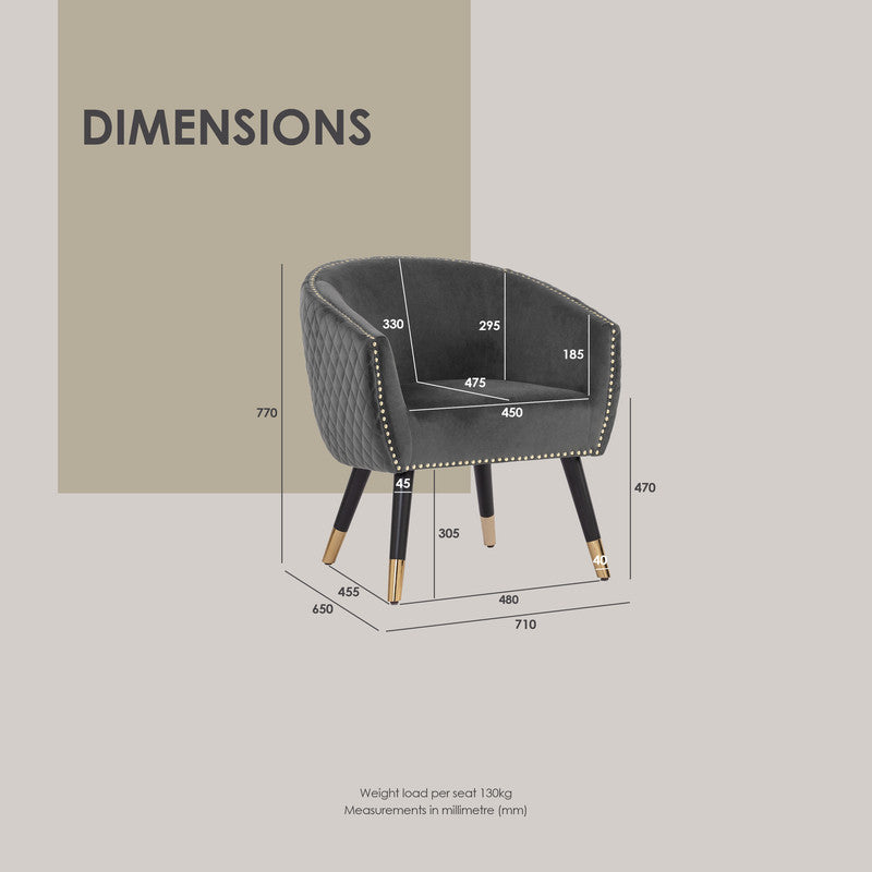 Deniz Lounge Chair Tub Chair Accent Armchair - Grey 4