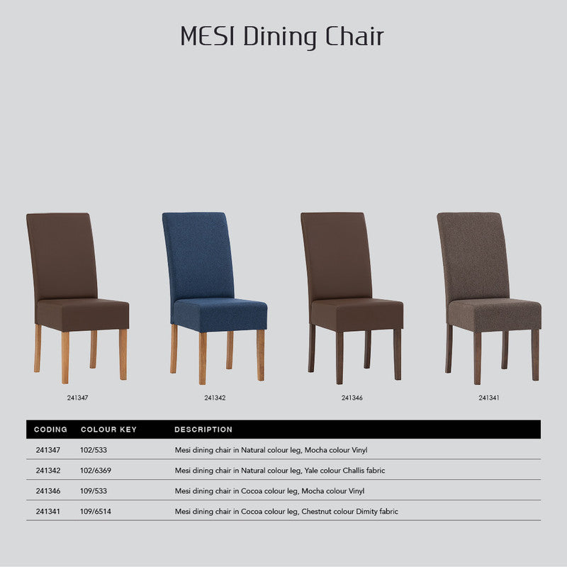 Mesi Dining Chair x2 - Natural Colour Legs Blue Colour Challis Fabric Upholstery 5