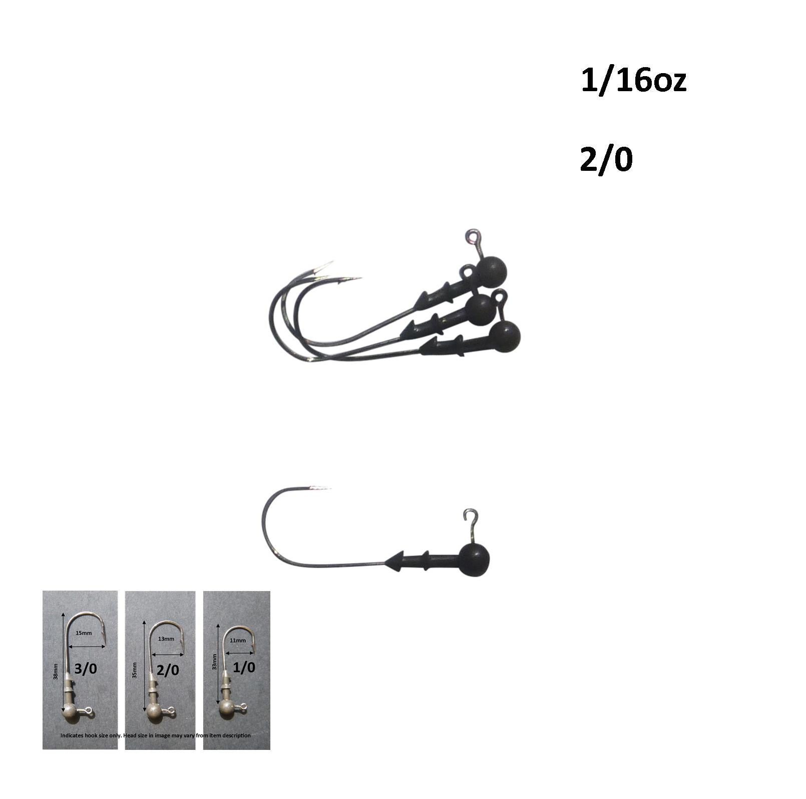 Vike 1/16 oz Round Jig Head with a Size 2/0 Hook Tungsten, 4 pack