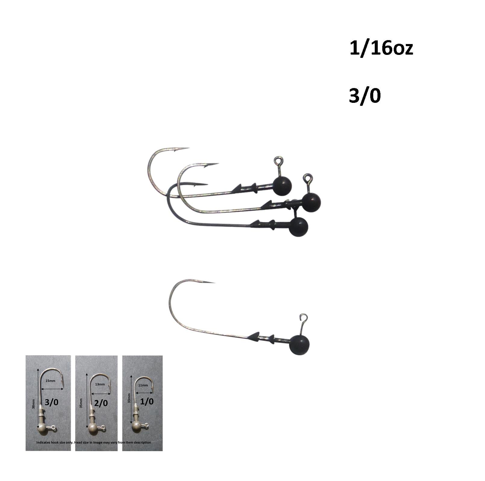 Vike 1/16 oz Round Jig Head with a Size 3/0 Hook Tungsten, 4 pack