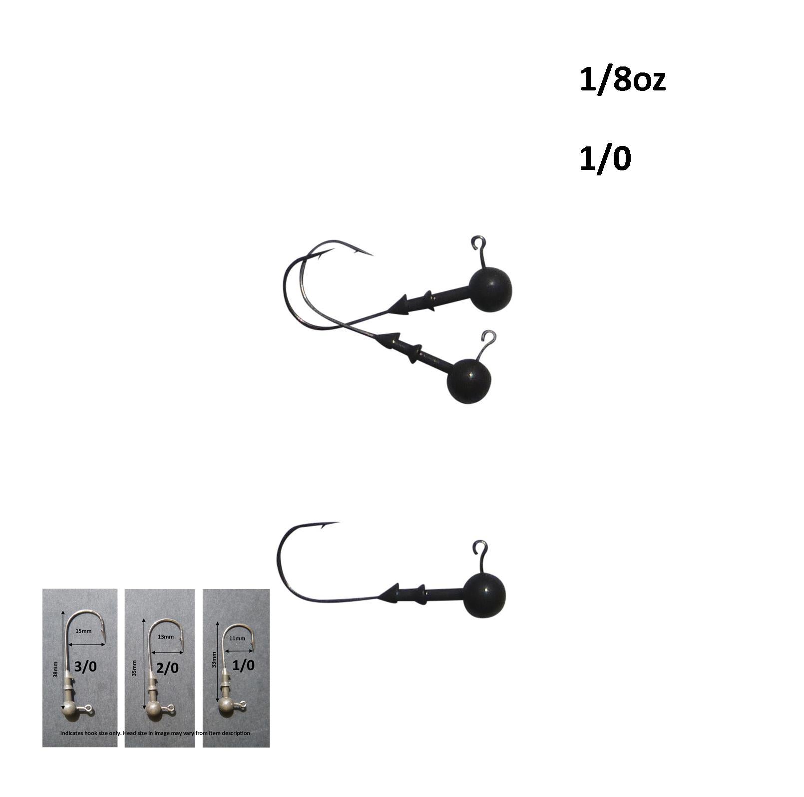 Vike 1/8 oz Round Jig Head with a Size 1/0 Hook Tungsten, 3 pack