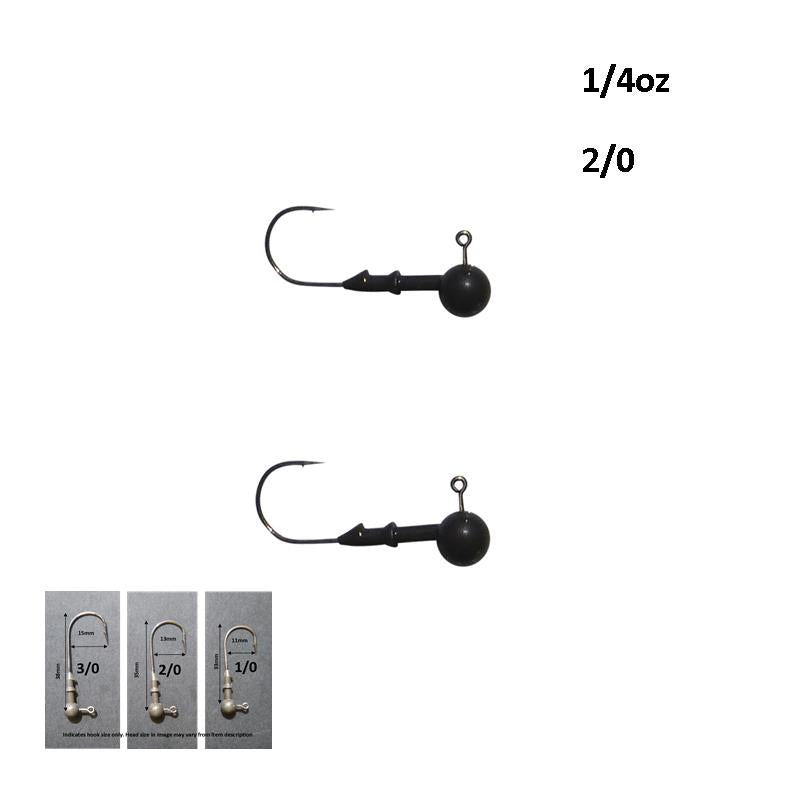Vike 1/4 oz Round Jig Head with a Size 2/0 Hook Tungsten, 2 pack