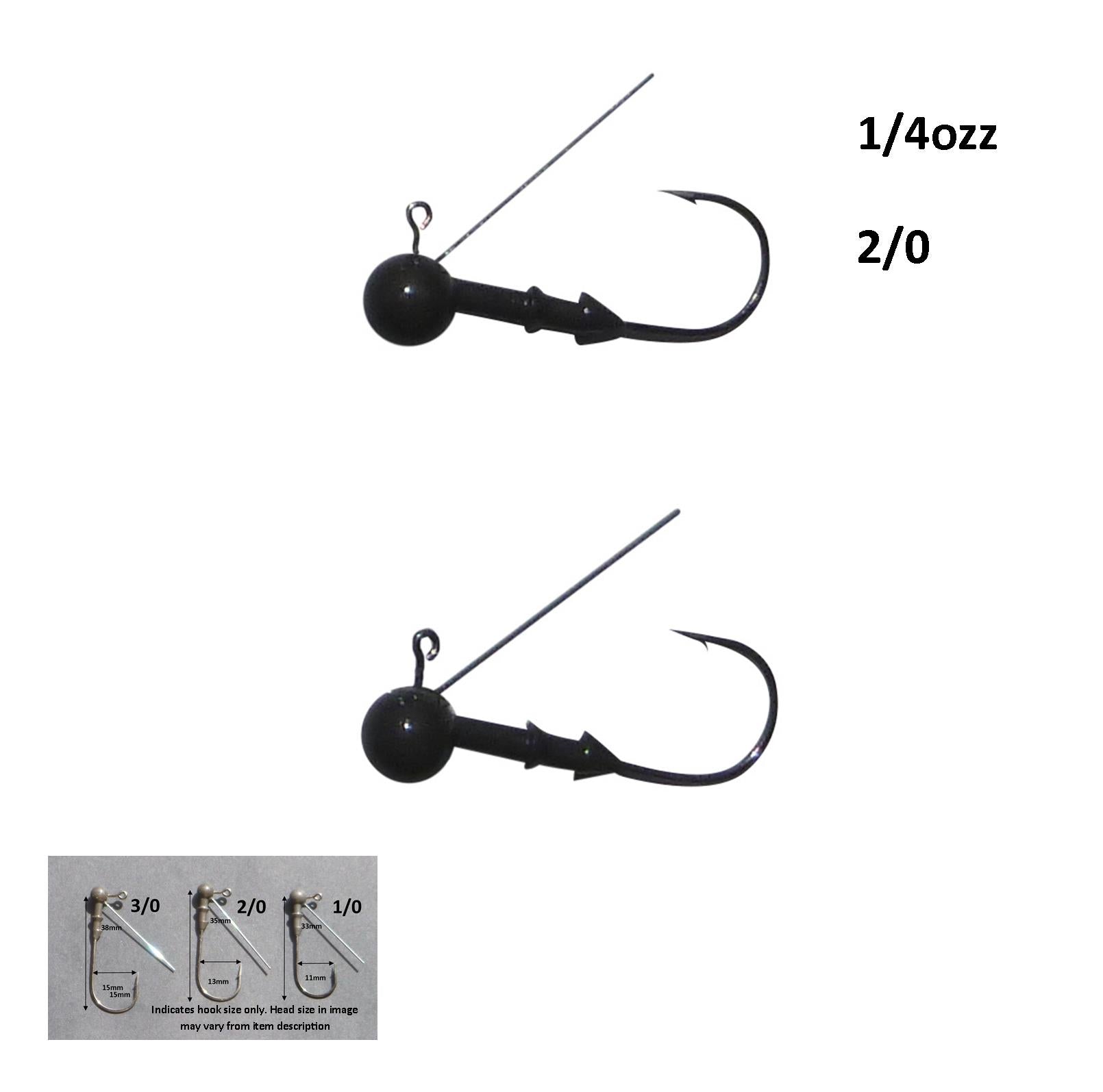 Vike 1/4 oz Weedless Round Jig Head with a Size 2/0 Hook Tungsten, 2 pack