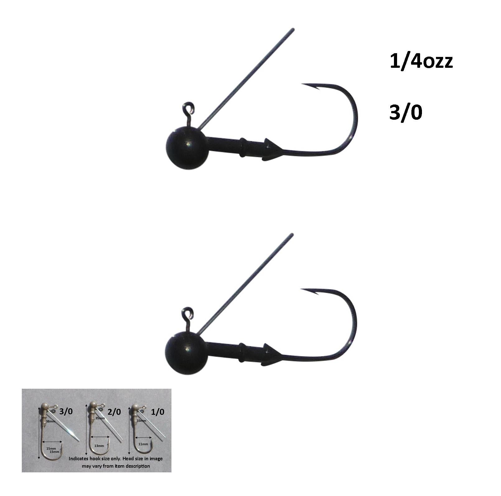Vike 1/4 oz Weedless Round Jig Head with a Size 3/0 Hook Tungsten, 2 pack