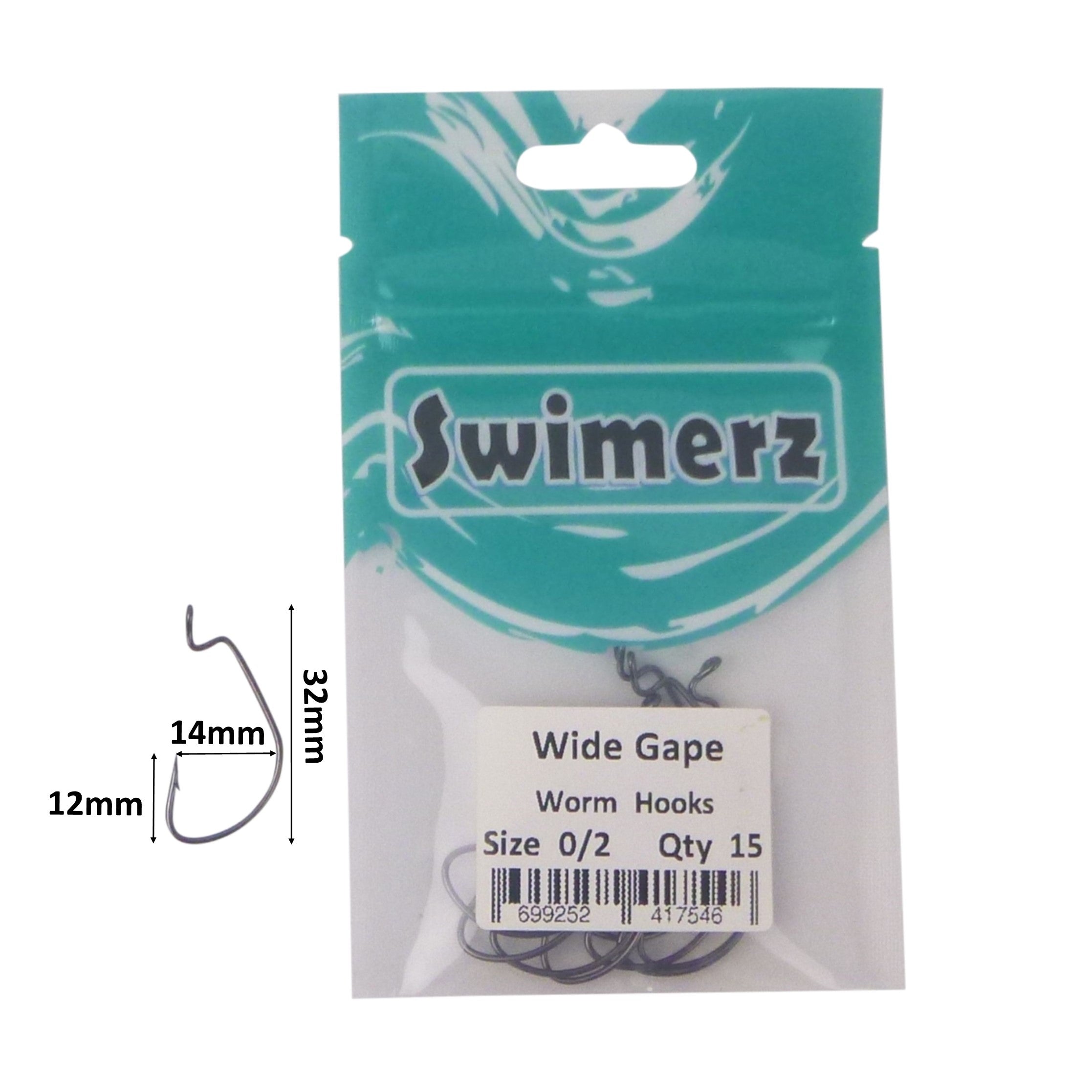 Swimerz 0/2 Wide Gape Worm Hook 15 Pack 3
