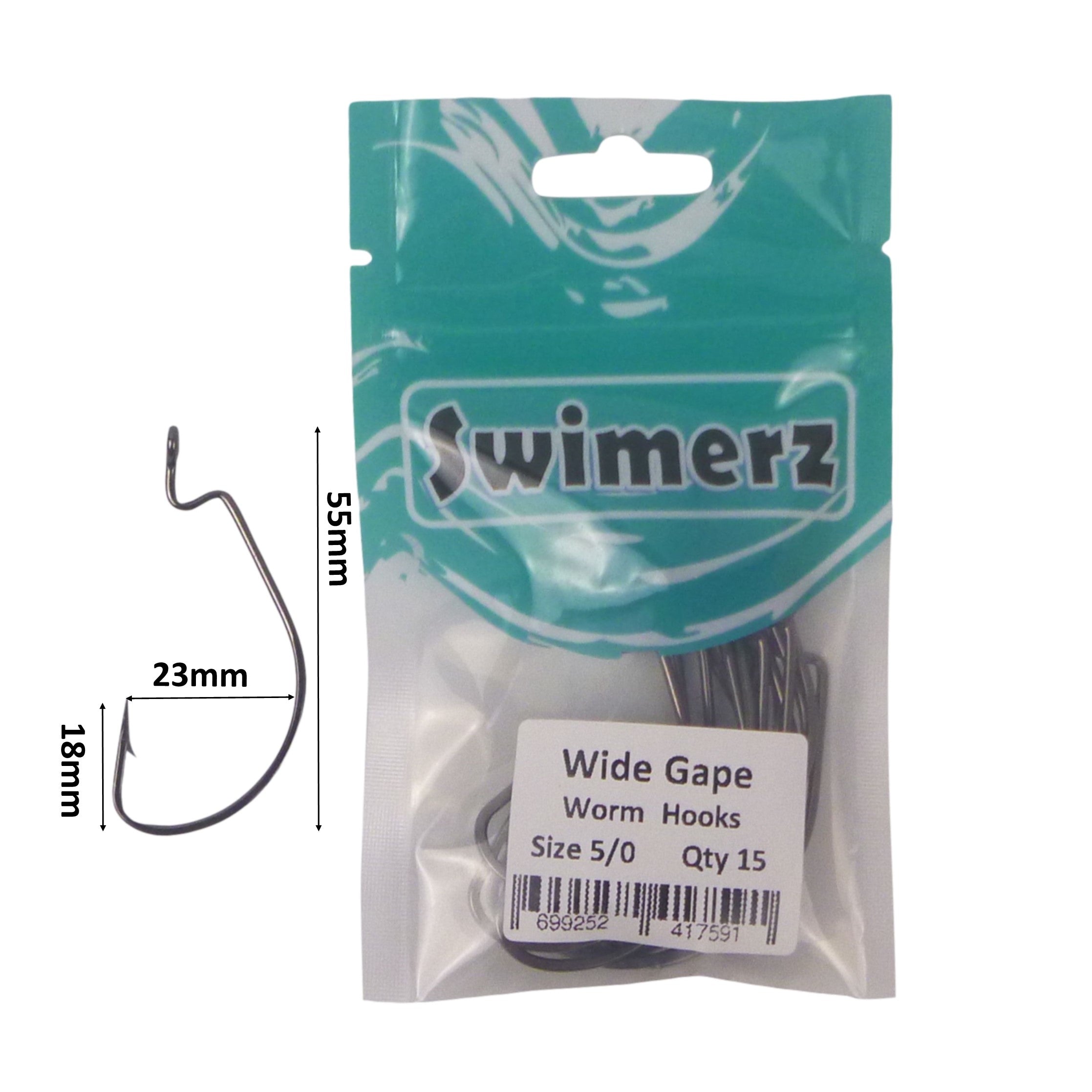 Swimerz 5/0 Wide Gape Worm Hook 15 Pack 3