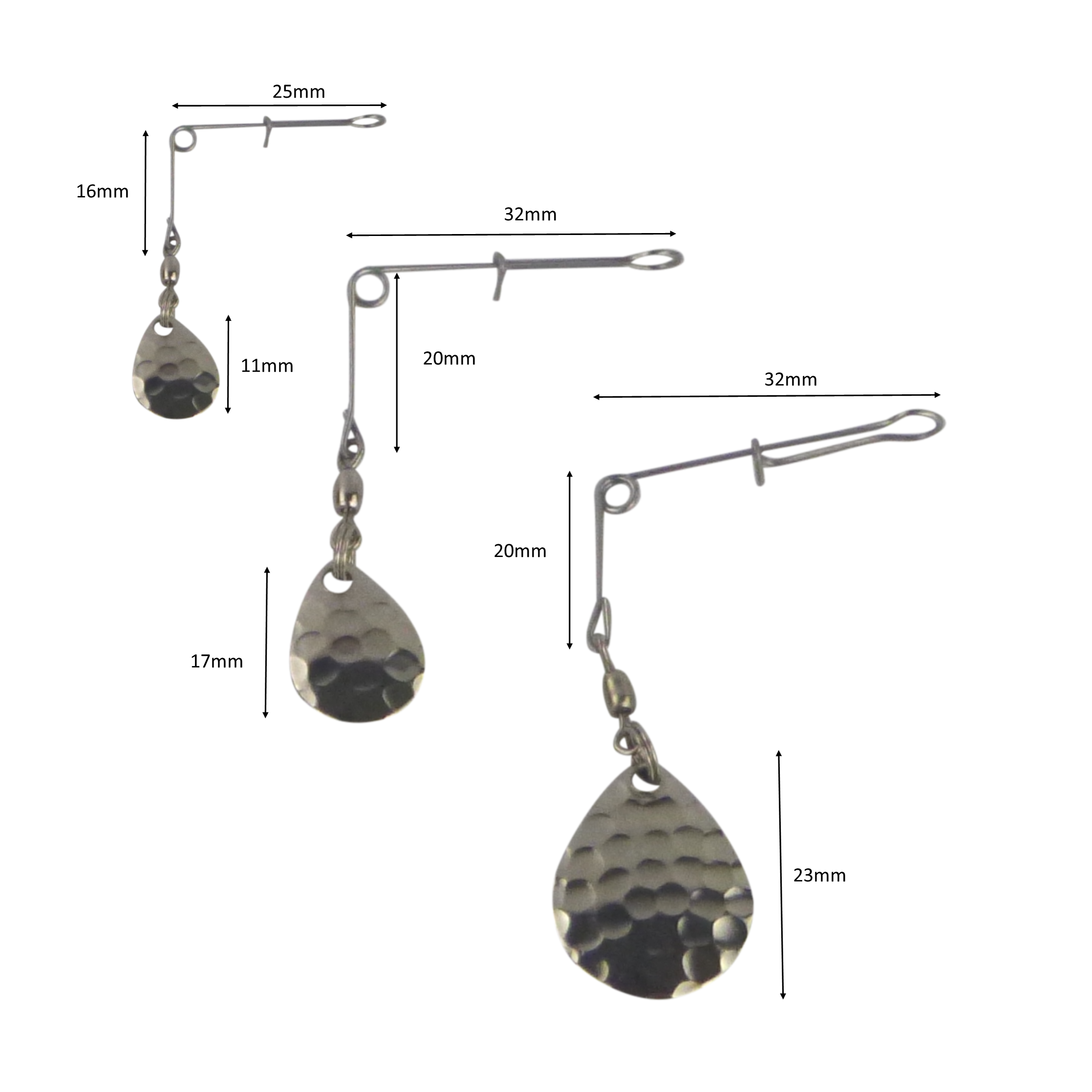 Swimerz Jig Spinner, Medium, Hammered Nickel, 5 Pack