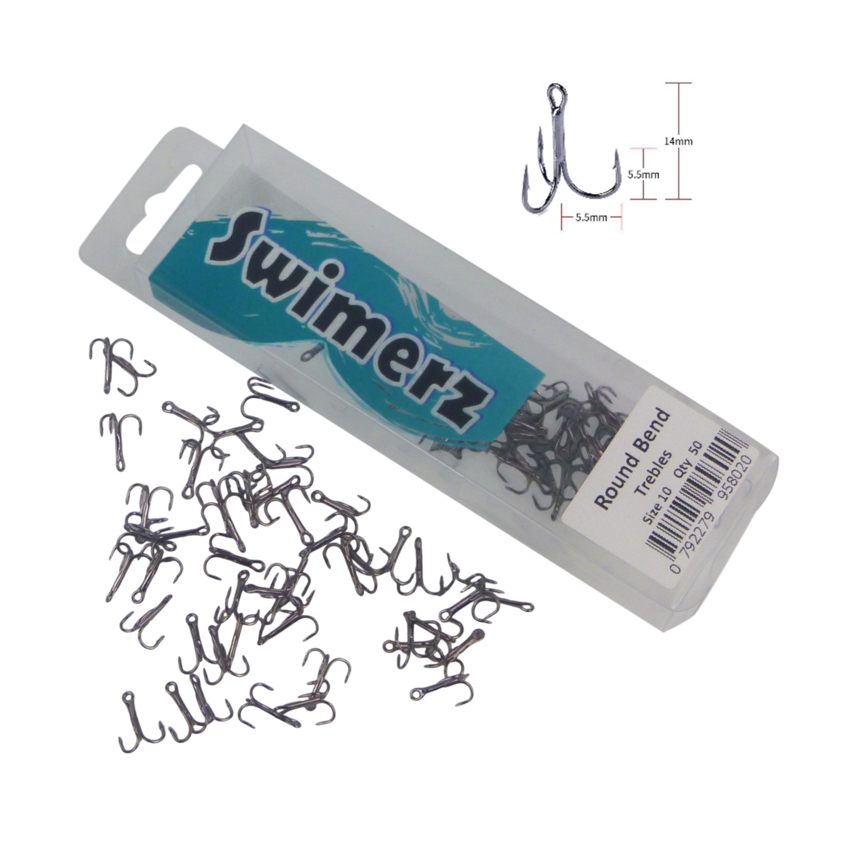 Swimerz Round Bend Trebles Size 10, 50 pack 3