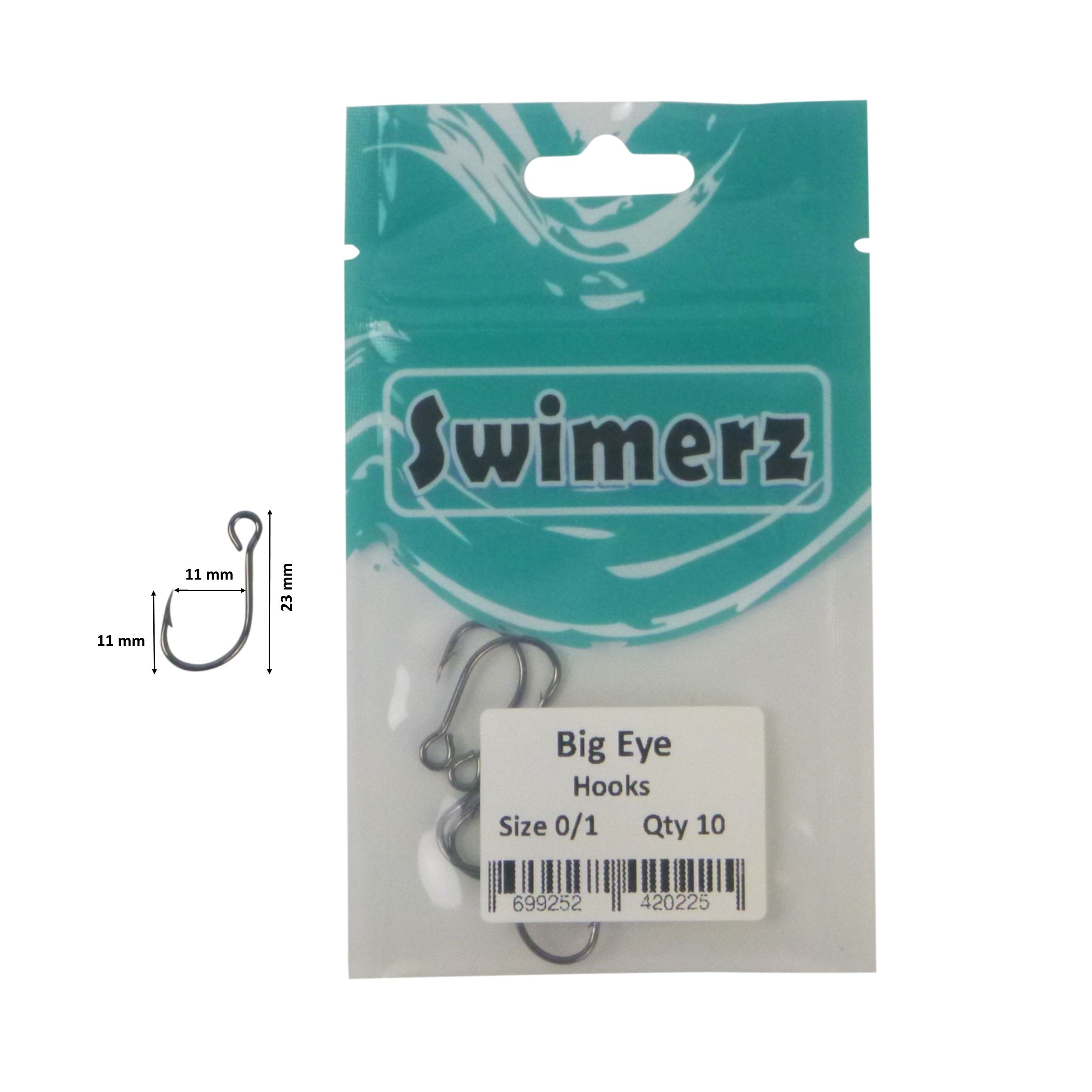 Swimerz Big Eye Inline Lure Hooks, Size 1, 10 Pack 3