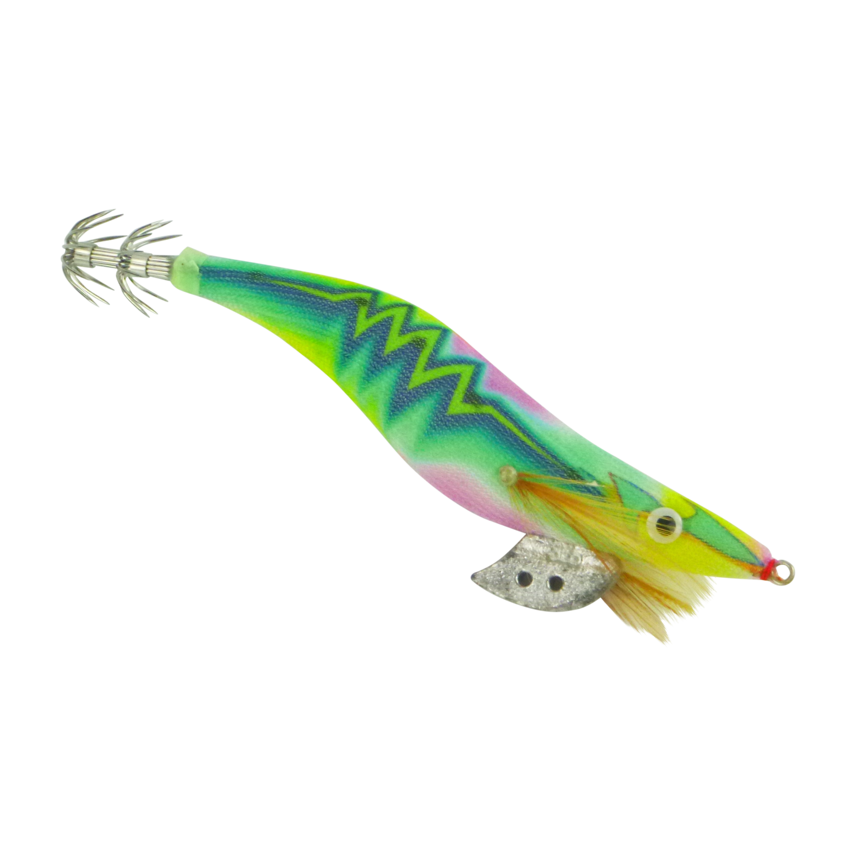 Finesse Rumoika Squid Jig, Lime Glow, size 3.5, 2 pack
