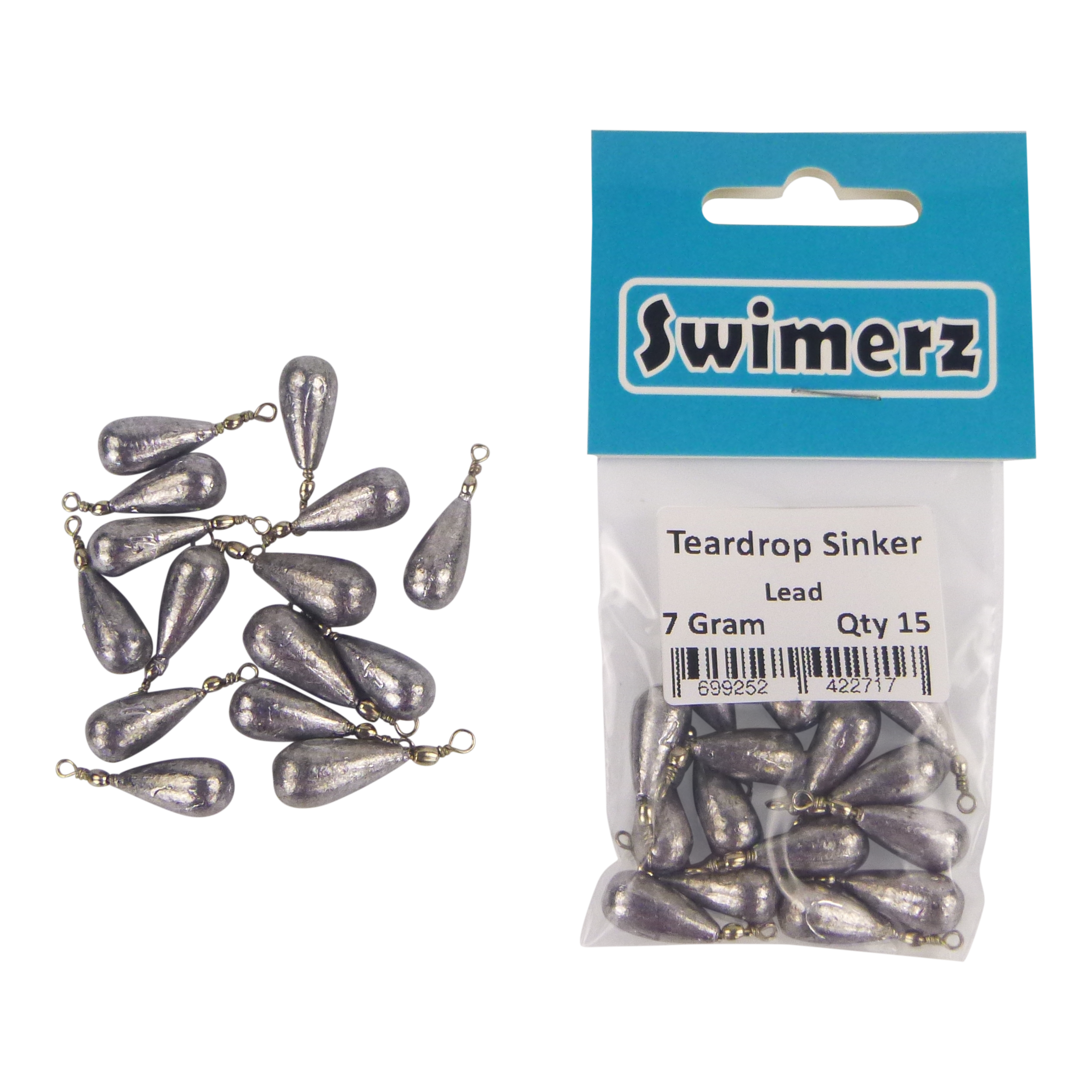 Swimerz 7gm Teardrop Sinker, Lead, 15 pack