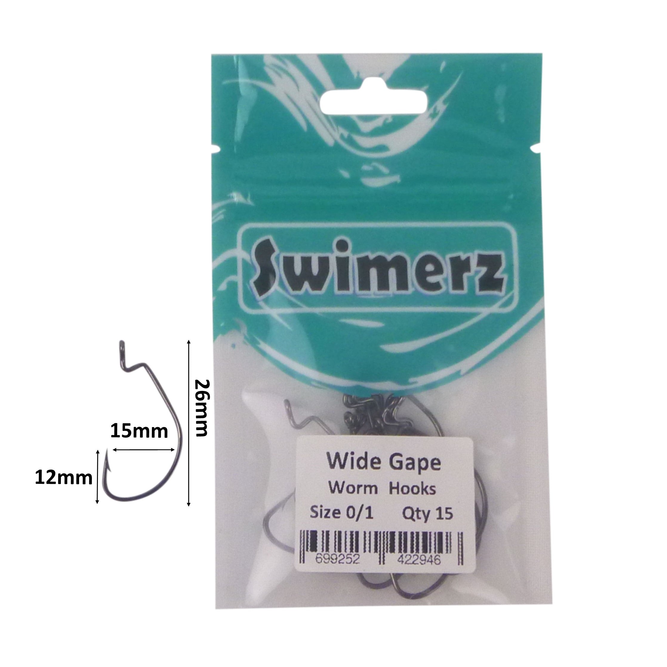 Swimerz 0/1 Wide Gape Worm Hook 15 Pack 3