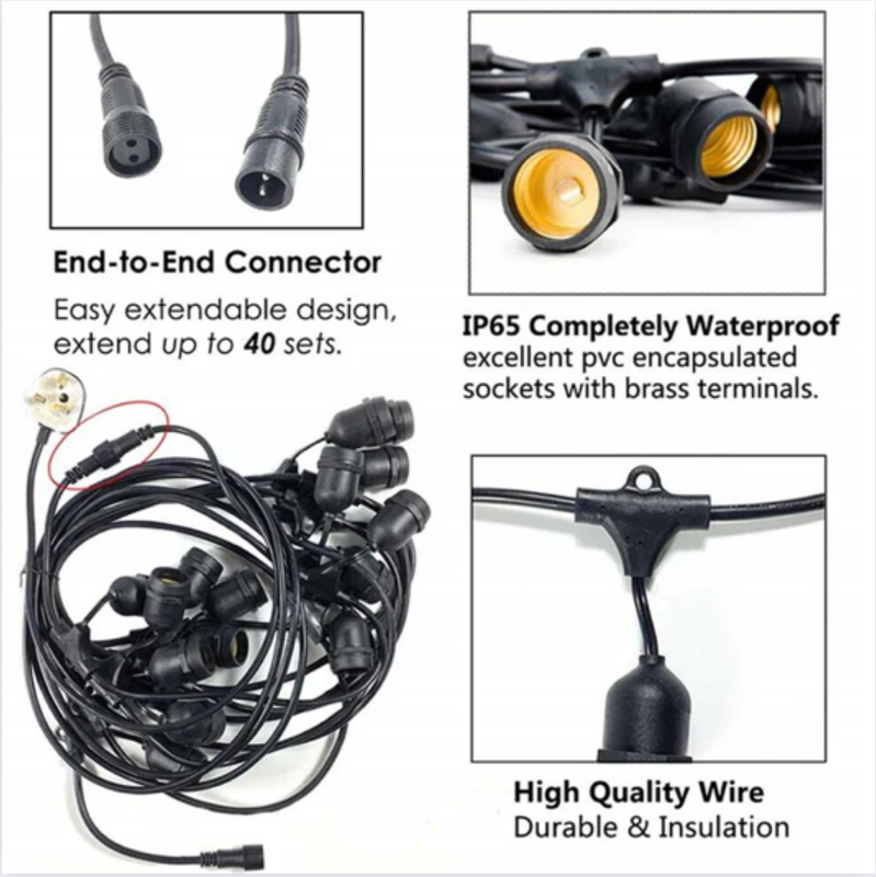 15m Solar Power Outdoor String Lights - 48 Ft Hanging Edison Bulbs Create Bistro Ambience in Your Yard - Commercial Grade 6