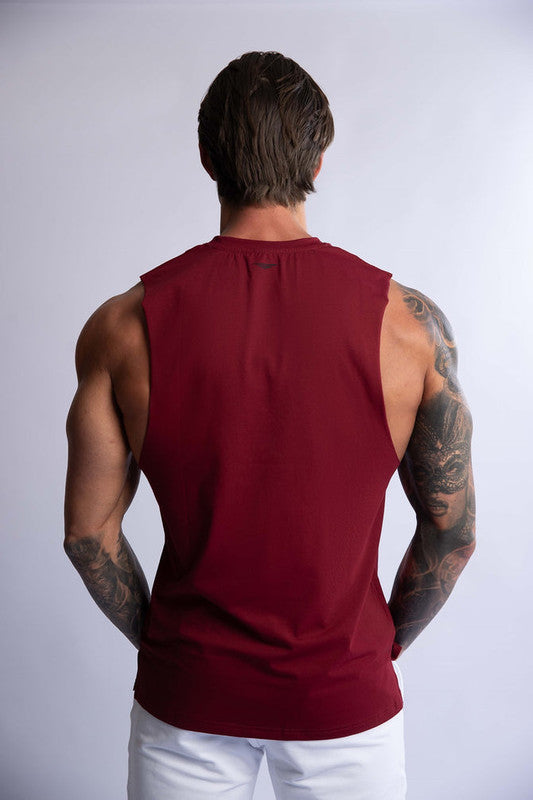 HARD HITTERS  MEN'S CREW COTTON TANK BURGANDY LARGE