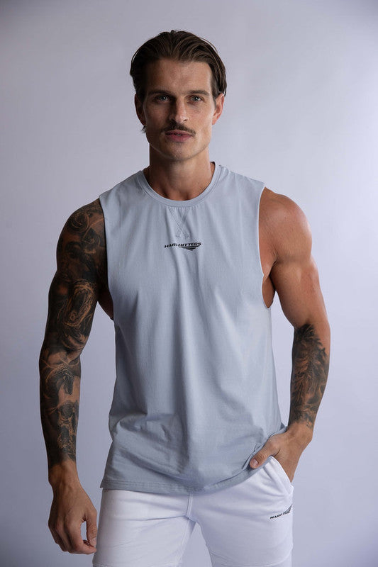 HARD HITTERS MEN'S CREW COTTON TANK STEEL BLUE SMALL