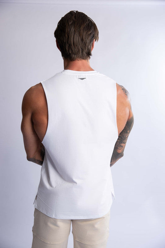 HARD HITTERS MEN'S CREW COTTON TANK WHITE LARGE