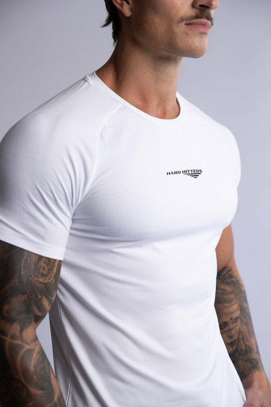 HARD HITTERS RAGLAN CREW TEE WHITE LARGE