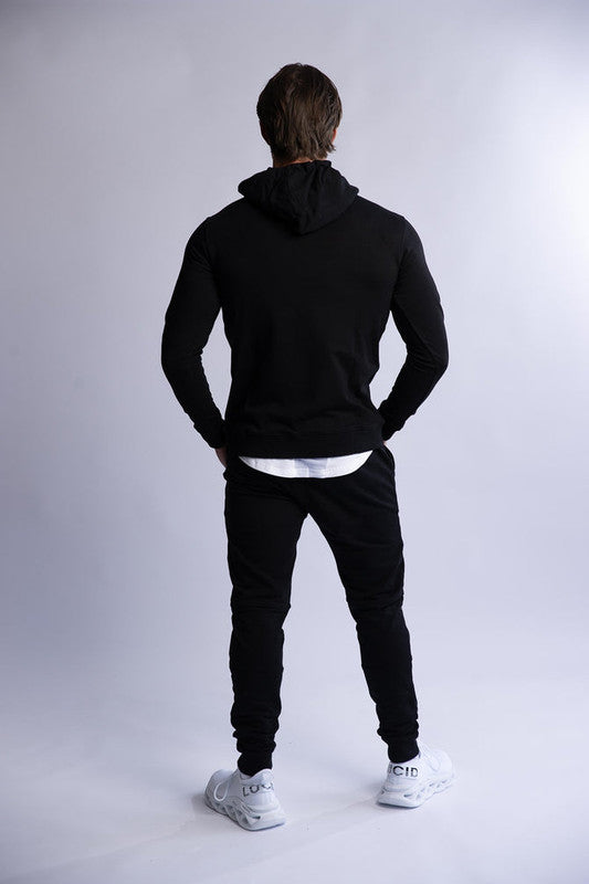 HARD HITTERS SLIM FIT TERRY HOODIE BLACK MEDIUM
