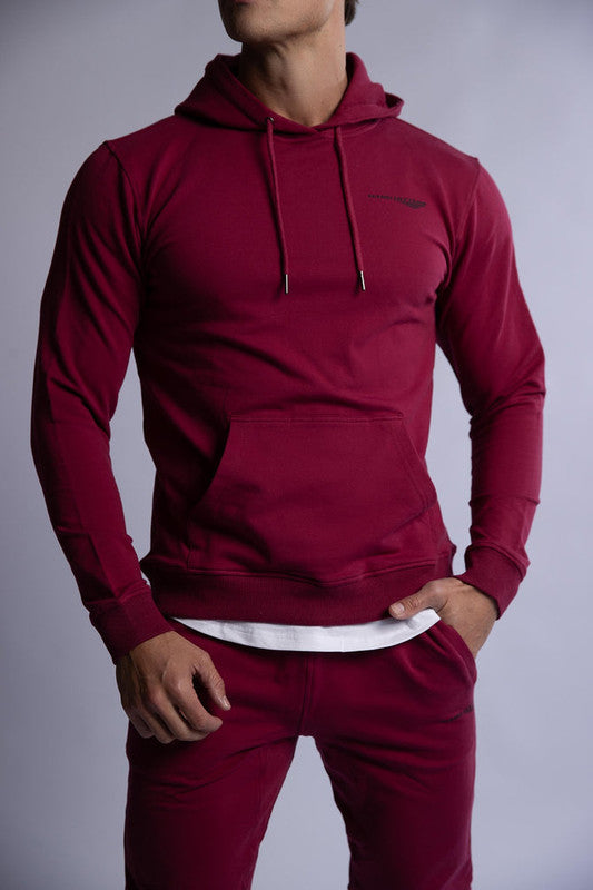 HARD HITTERS SLIM FIT TERRY HOODIE BURGUNDY MEDIUM