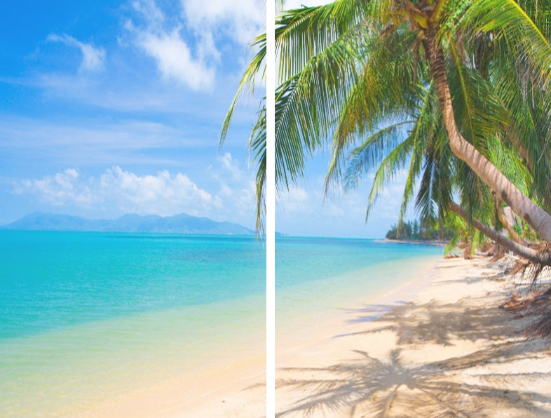 Sea View 3D Printing Blockout Curtains 2x127x160cm PINCH PLEAT Fabric Seascape 3