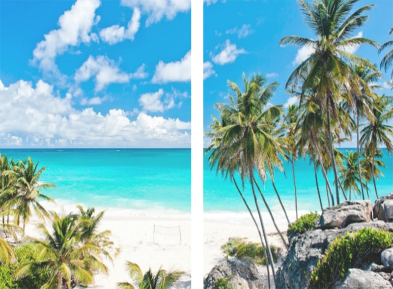 Sea View 3D Printing Blockout Curtains 2x128x160cm PINCH PLEAT Fabric Seascape 3