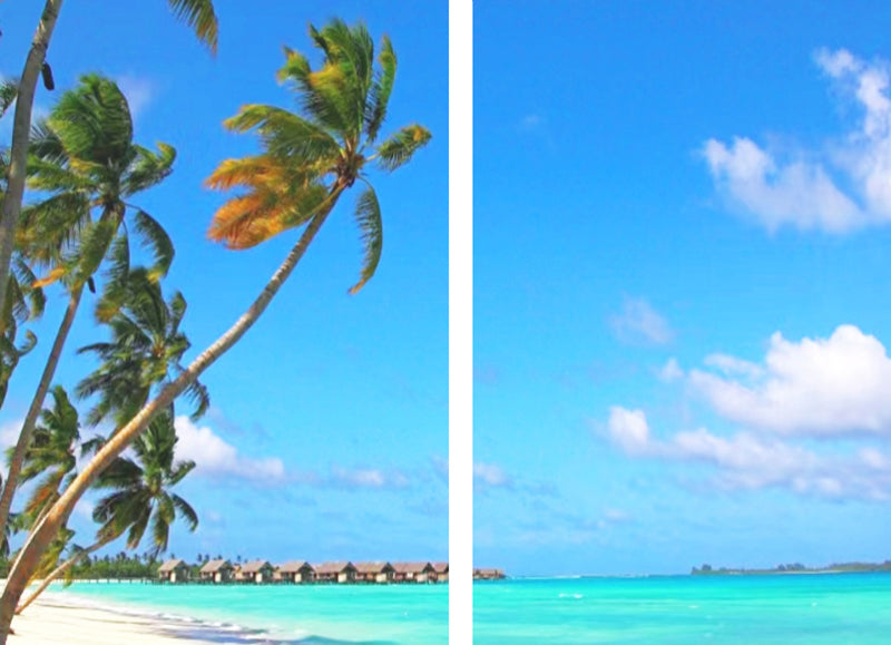 Sea View 3D Printing Blockout Curtains 2x130x160cm PINCH PLEAT Fabric Seascape 3