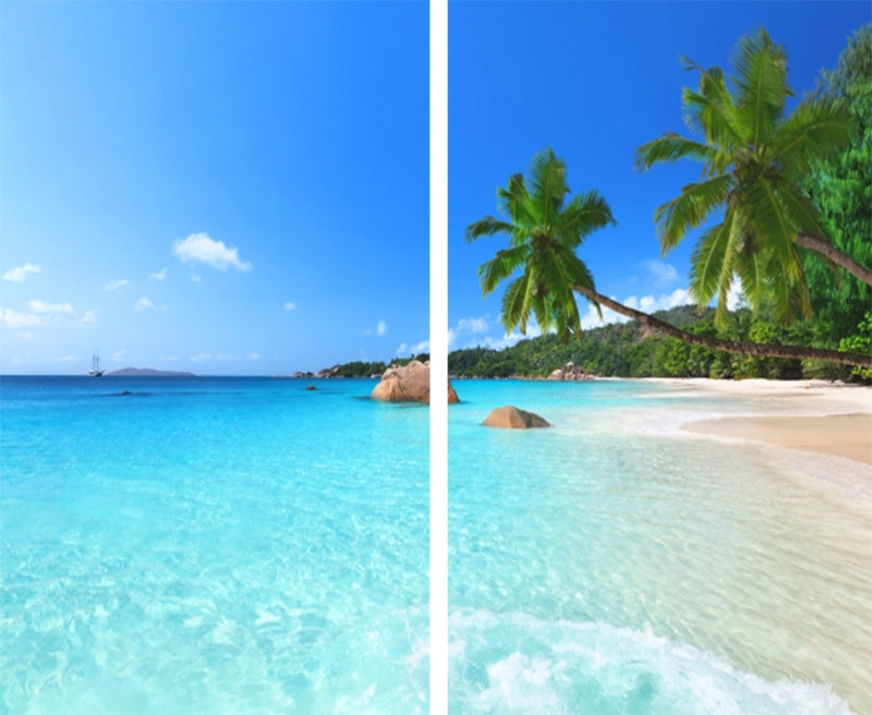 Sea View 3D Printing Blockout Curtains 260x213cm PINCH PLEAT Fabric Seascape 3