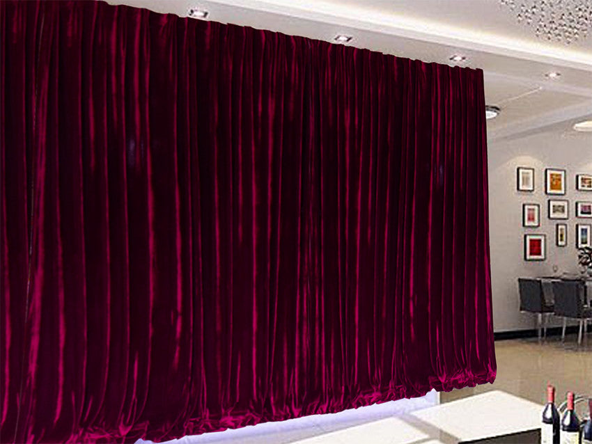 Long 4-Way Stretch Velvet Curtains 600x265cm with 30 hooks Pinch Pleat Burgundy 5