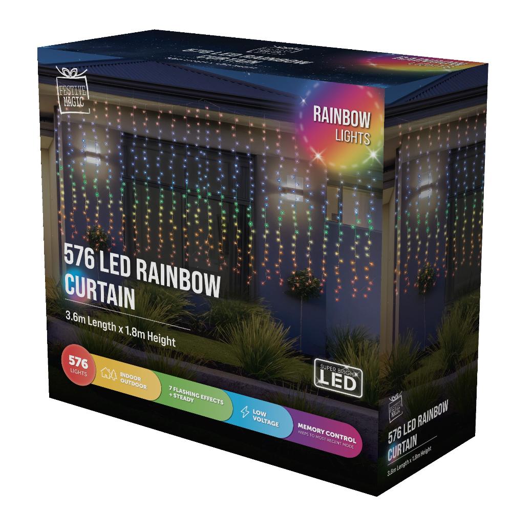 LED Curtain Lights Rainbow Color available in 2 sizes - 1.8 meter 7