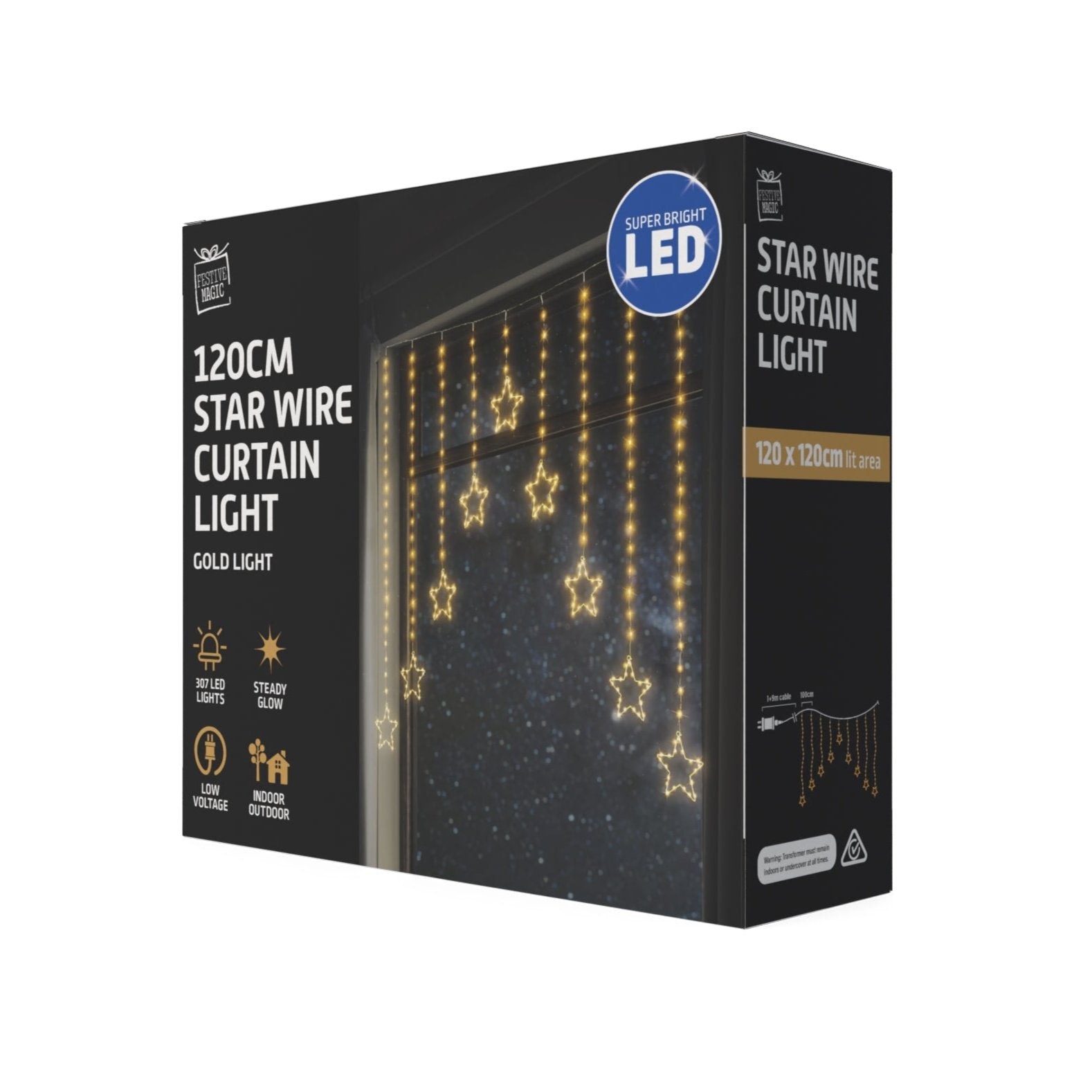 LED Wire Star Curtain Gold Lights 3
