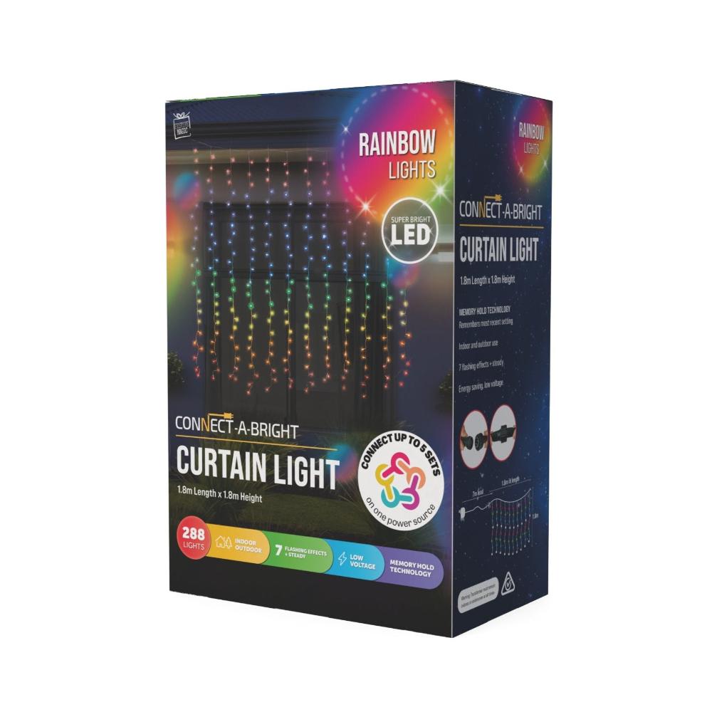 LED Curtain Lights Rainbow Color available in 2 sizes - 3.6 meter 5