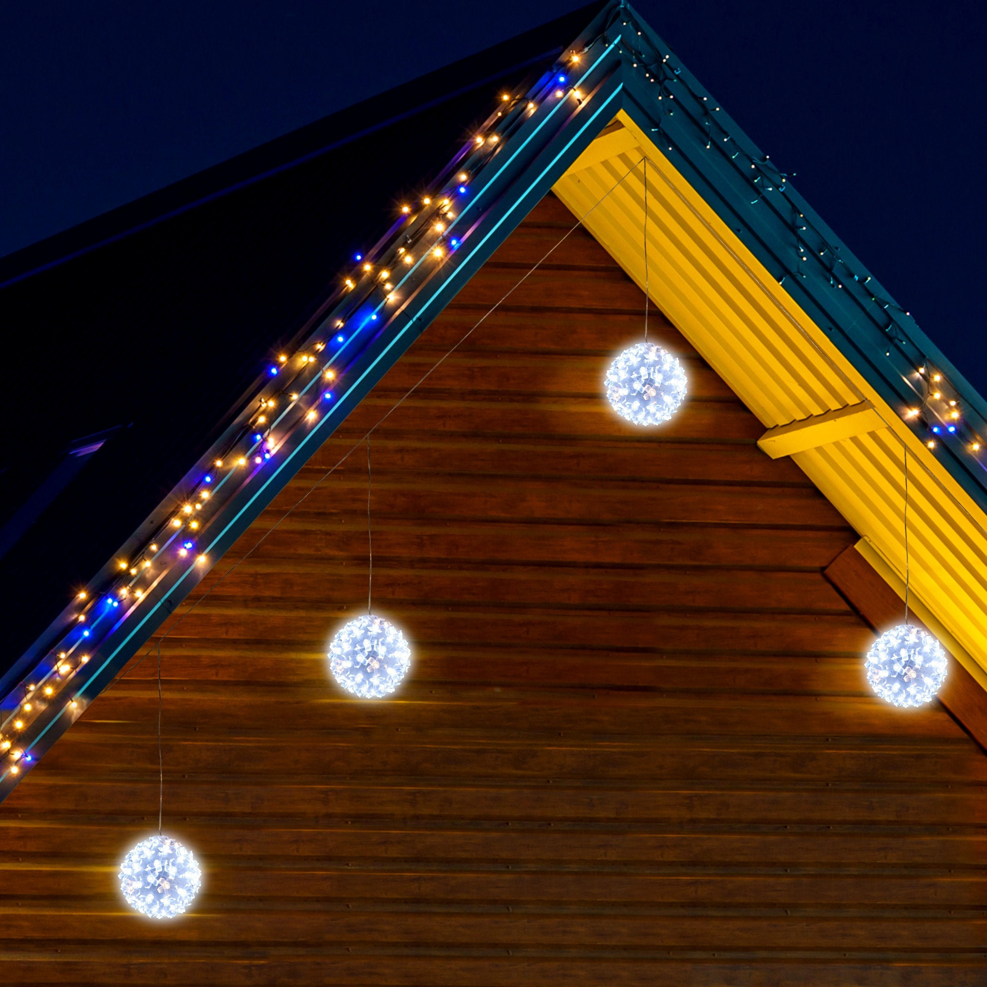 LED Twinkle Petal Balls 10cm 5-Pack Cool-Warm White or Multicolor - Multicolor 5