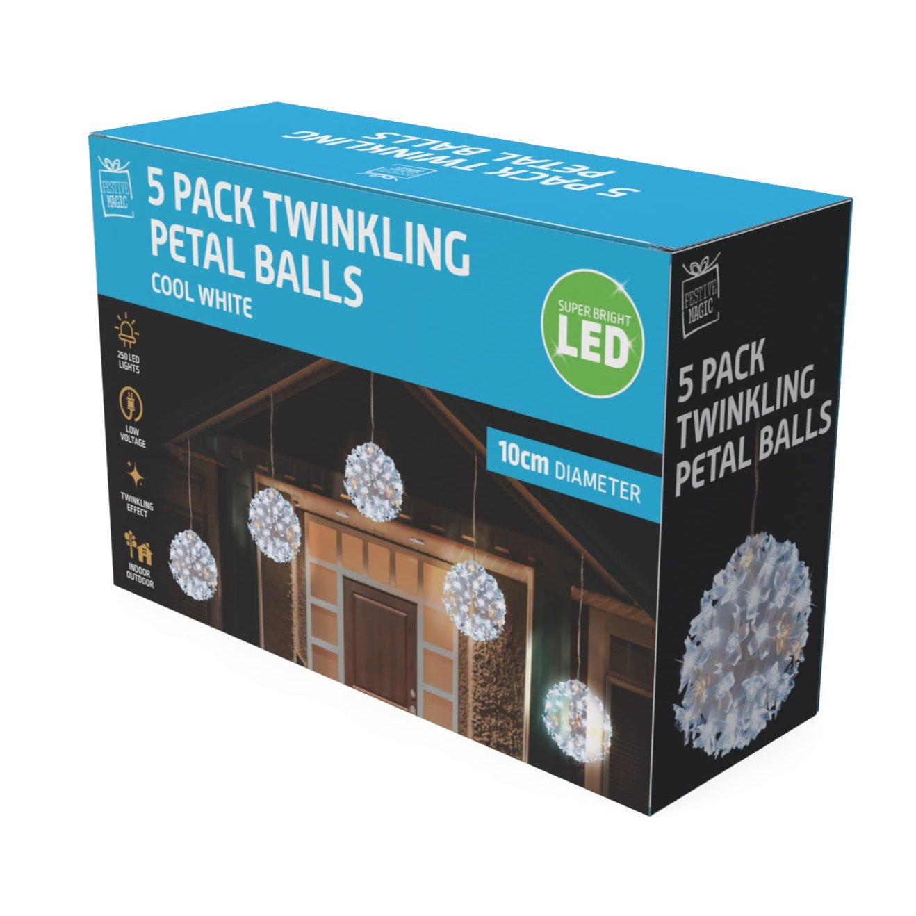 LED Twinkle Petal Balls 10cm 5-Pack Cool-Warm White or Multicolor - Multicolor 7
