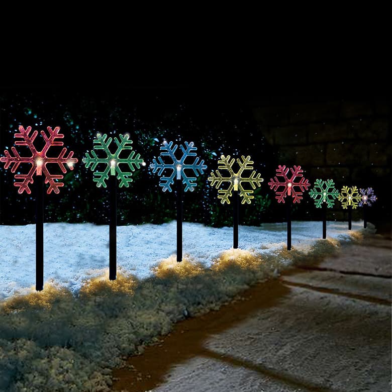 Solar Snowflake Path Lights – 5 Pack, 35cm available in 2 Colors - Multicolor 3
