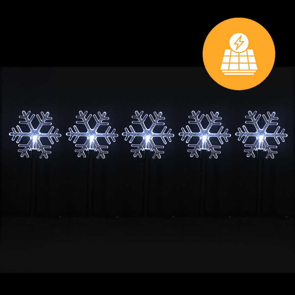 Solar Snowflake Path Lights – 5 Pack, 35cm available in 2 Colors - Multicolor 4