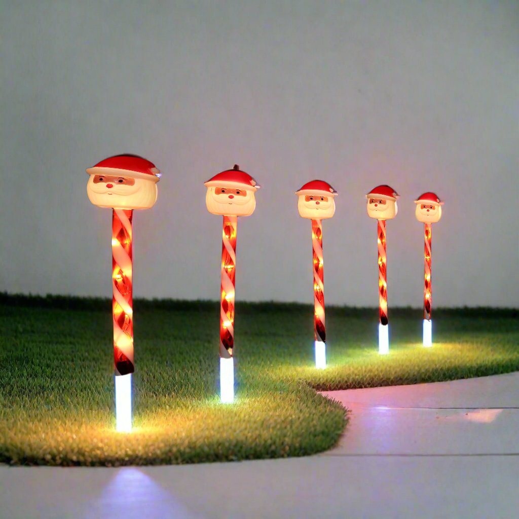 LED Candy Path Lights 5pk Santa or Snowflake - Snowflake 5