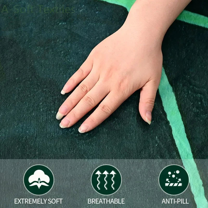 NNEOBA Green Leaf-Shaped Flannel Blanket 3