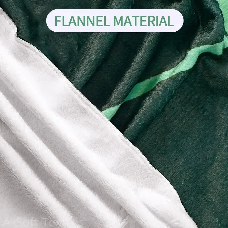 NNEOBA Green Leaf-Shaped Flannel Blanket 4
