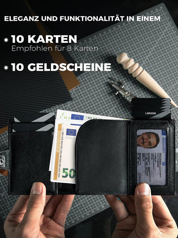 NNEOBA Mens Blocker Wallet - Genuine Leather Wallet with Coin Pocket, Black 4