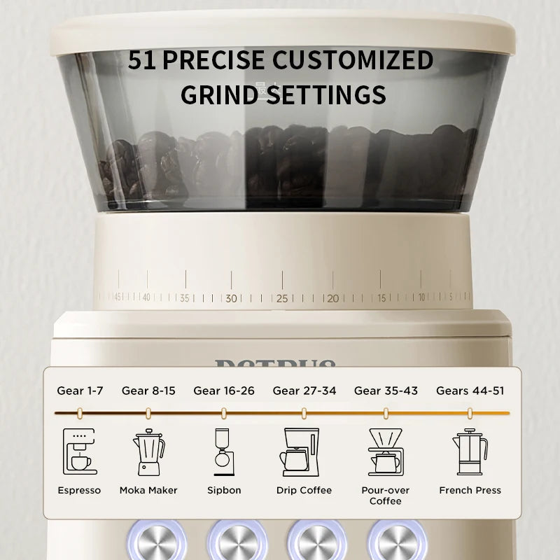 Electric Coffee Bean Grinder with 51 Precise Settings 3