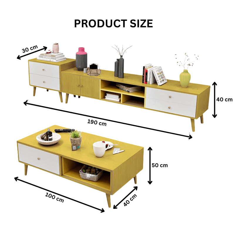 NNECN Modern TV Stand Side table & Coffee Table package for Living Room 5