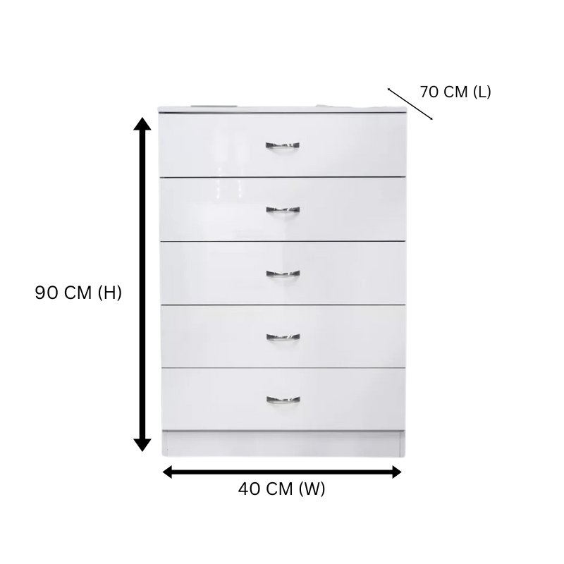 NNECN 5 Layer White Drawer Chest Storage with Bedside Table 7
