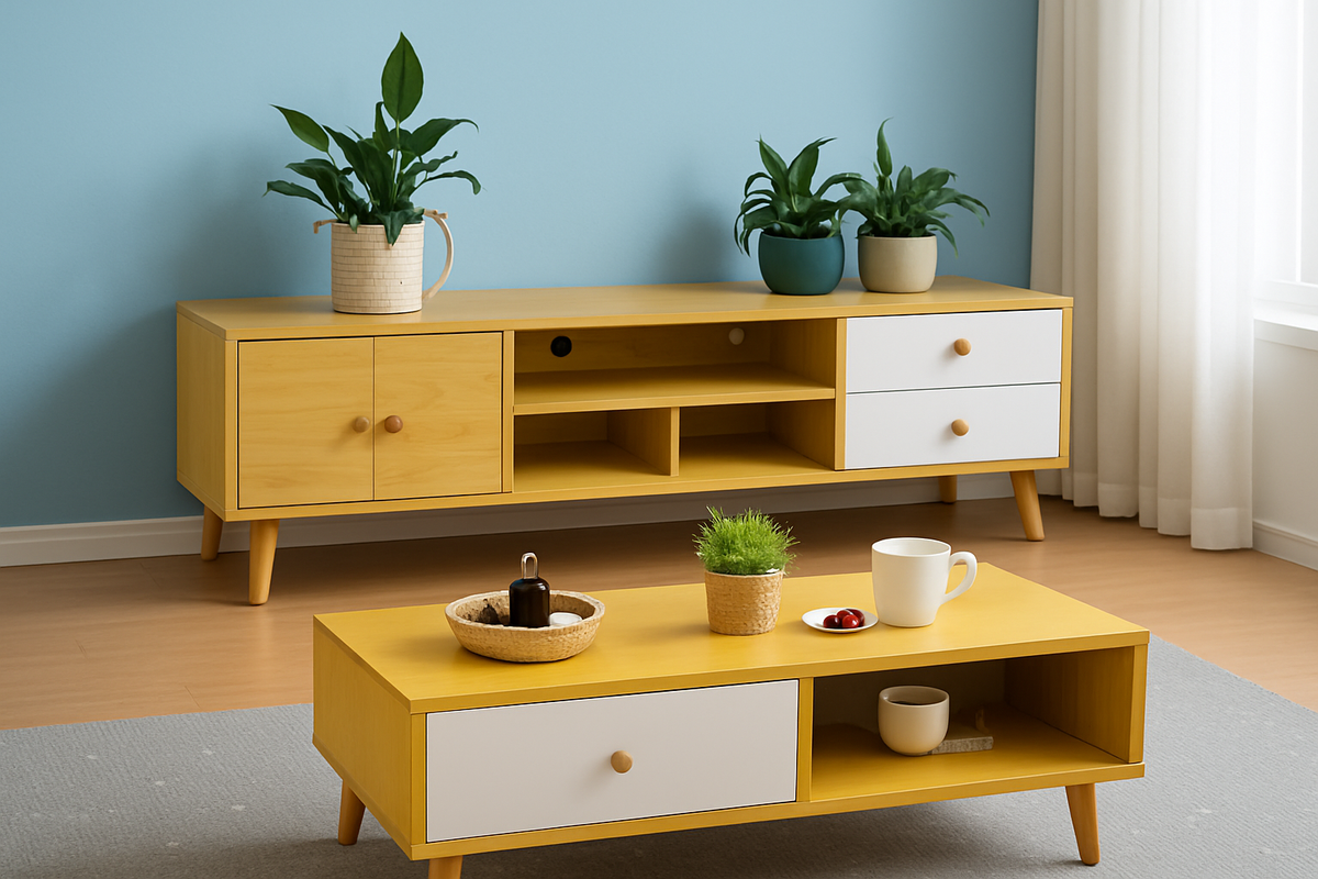 NNECN Modern Living Room TV Stand Table Set 4